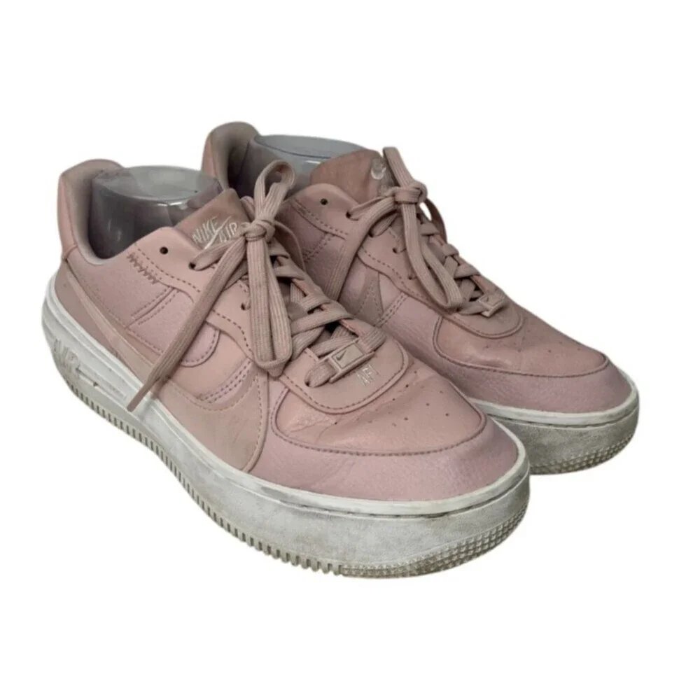Nike Air Shoes Women's Size 9.5 Pink Air Force 1 Platform Lace Up